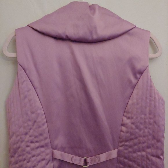 JH Collection Lilac Full Zip Silky Vest With Pockets M Collar - Picture 8 of 11